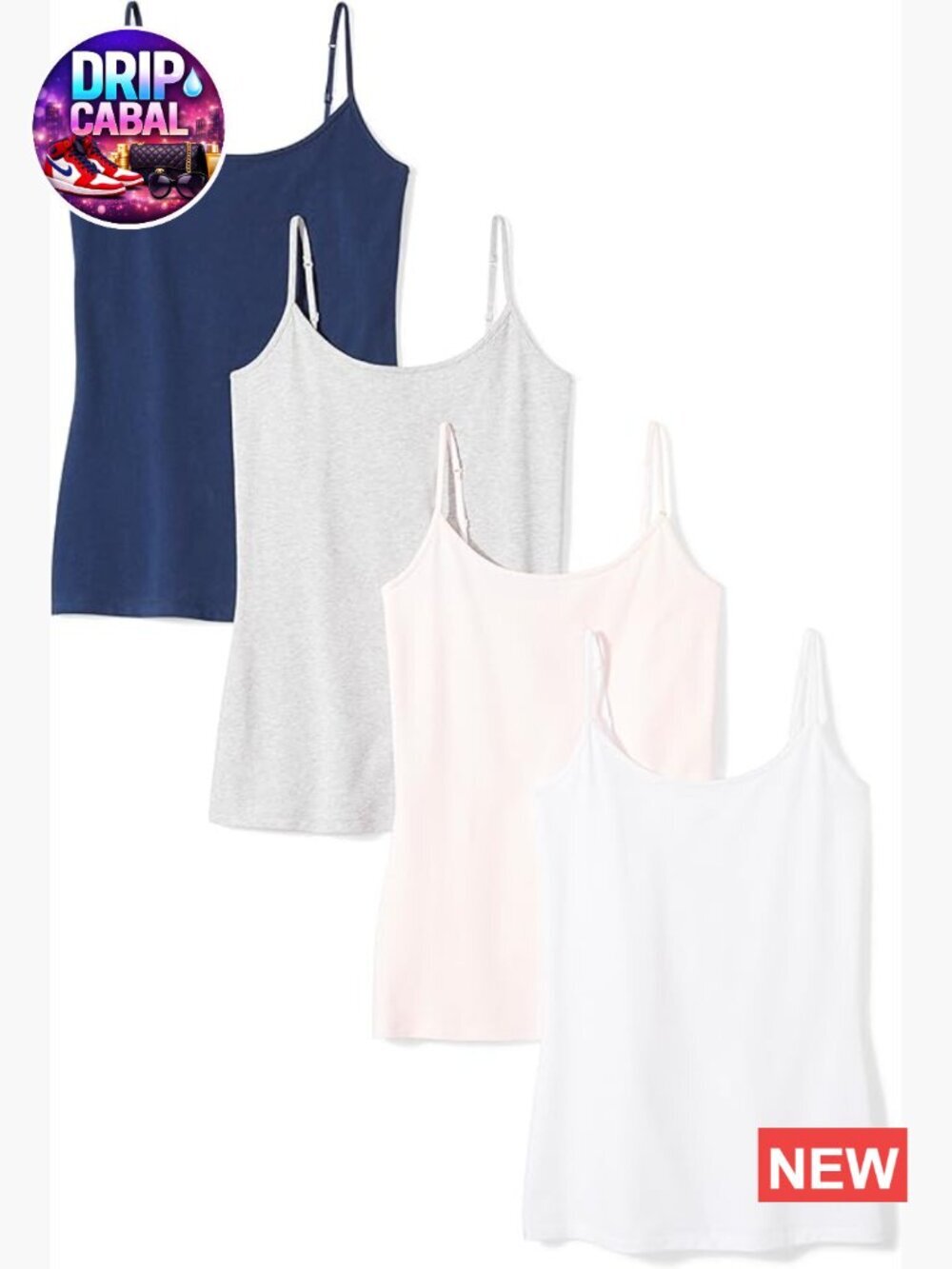 Slim-Fit Camisole Pack of 4 Cotton Spandex Layering Tank
